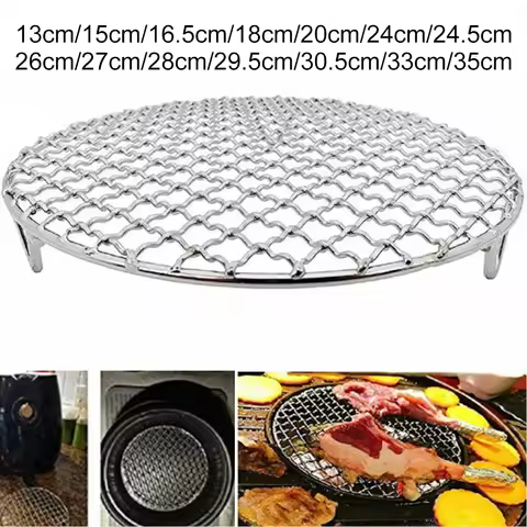 13-35cm Stainless Steel Round Bbq Net With Foot Barbecue Round Cooling Baking Rack Camping Outdoor M