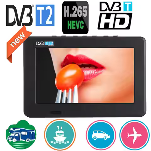 Rechargeable LEADSTAR D7 7 inch Portable Mini Tv With DVB-T2 ATSC ISDB-T H265 10 Bit /Hevc DVB-T Dol