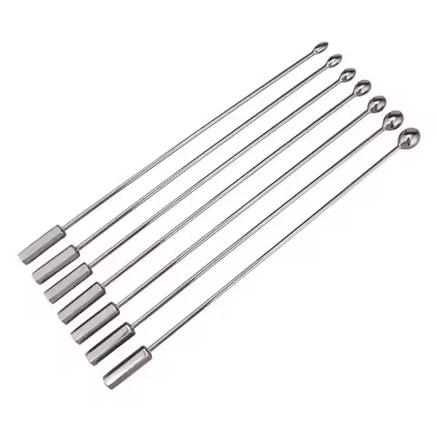 7 Sizes Stainless Steel Urethral Sounds Set, Long Urethral Dilator Kit for Men 18+