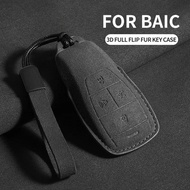 Suede Car Key Case Cover For BAIC Beijing X7 BJ40 Senova D50 D70 X55 X65 EU5 EU7 Car Key Protector K