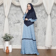 RAMADHAN HAITWO GM 84 BLUE STONE HIJAB GAMIS JUMBO SIZE MUSLIM HIJAB GAMIS SET