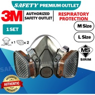 3M 6200 Respirator + 3M 6051 A1 Organic Vapor Cartridge(3 Pieces Set) 3M Gas Mask Paint Mask