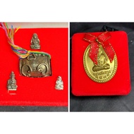 Thailand Amulet Lp Thuad 一盒三个圣物，Tarkut，Sangkachai，Lursi，Lp Thuad是纯银