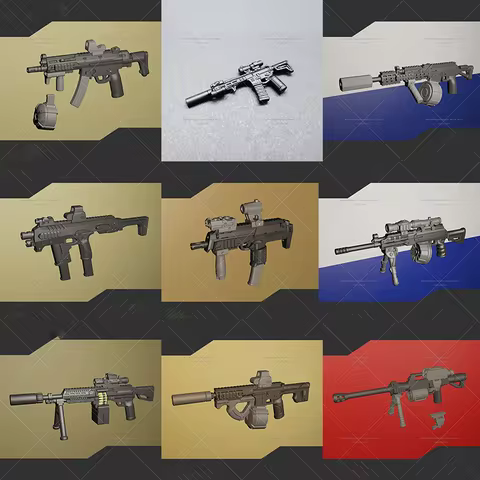 1/50 Scale Submachine Gun Machine Guns 3D Printing Micro Toys Model ArmyArms 00001 Length About 4CM 