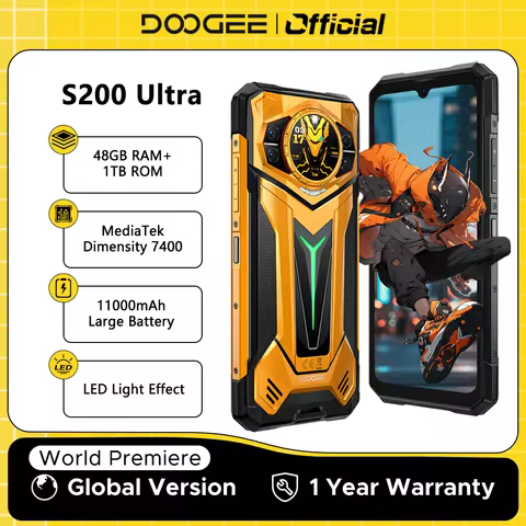 DOOGEE S200 Ultra 5G Rugged Phone 48GB+1TB Dimensity 7400 11000mAh Battery 66W 6.72” FHD+120Hz Breat