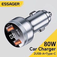 Essager 80W Car Charger USB Type C PD Fast Charging Quick Charge for iPhone 14, 13, Samsung Essager 