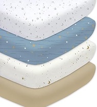 Little Grape Land 4 Pack Fitted Crib Sheets for Baby Boys, 28"x 52" Extra Soft Microfiber Crib Sheet