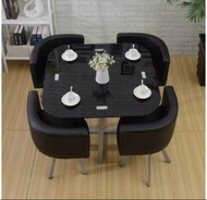 Space saver tempered glass top 4 seater dining set