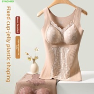 SYNCHRO Thermal Shapewear Camisole, Slimming with Padded Cups Postpartum Body Shaper, Slim Fit Lace 