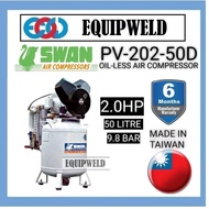 SWAN PV-202-50D 2.0HP X 50 LITRE OIL-LESS AIR COMPRESSOR DIRECT DRIVEN VERTICAL (MADE IN TAIWAN) SILENT 2HP X 50L PV202