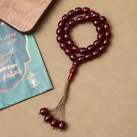 Islamic Rosary 33 Pcs Islamic Gift Amber Oval Prayer Rosary Muslim Rosary Bracelet Jewelry Accessori