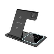 15W 3 in 1 Wireless Charger Stand For 15 14 13 12 11 Fast Foldable Charging Station Dock For 9 8