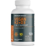Bronson Vitamin K2+D3 2 in 1 Support Vitamin K2 as MK-7, 120 Tablets | Vegan 2-in-1 Bone & Heart Hea