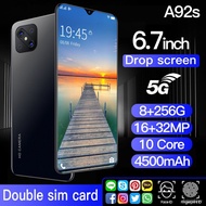 Celularessmartphone A92s 6.7inch Waterdrop Screen 8GB RAM 256GB ROM,16MP+32MP Camera 4500mAh 5G Cell
