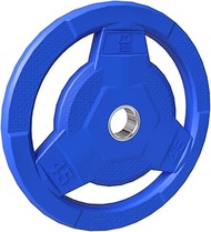 Color Coded 2-Inch Rubber Coated Olympic Grip Plate for Barbell,Solid Cast Iron Weight Plates for St