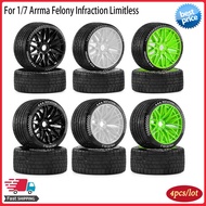 107mm 1/7  RC Car High Grip Rubber Wheels Tires for Arrma Felony Infraction Limitless Mustang G Othe