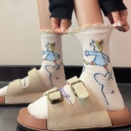 Funny Cute Funny Cute Fungus Side Socks Summer Hollow Mesh Breathable Pile Socks Cartoon Character D