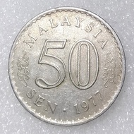 Koleksi Uang Koin Kuno Negara Malaysia 50 Sen Tahun 1977 1St Series