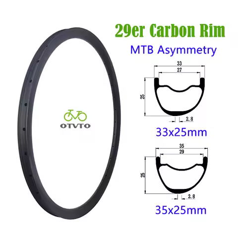 29 MTB Carbon Rim Asymmetry 25mm Deep Tubeless 33mm 35mm Wide 24H 28H 32H UD 3k 12K Twill Matte Glos