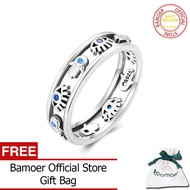 BAMOER 925เงินสเตอร์ลิง Hollow-Out สัญลักษณ์ Guardian แหวน Fatima S Hand Devil Eye แหวนผู้หญิง Lucky