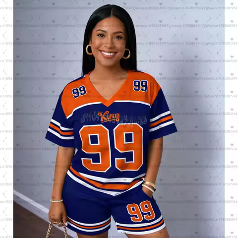 2026 Women Men King No.99 Casual Suit Women's T-Shirt + Shorts Women Tracksuit 2 Pieces Set Women Tr