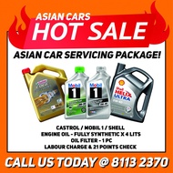 Shell Helix 5W40 / Mobil 1 0W40 / Castrol Edge 5W40 Asian Cars Servicing Package Valid For 1 month