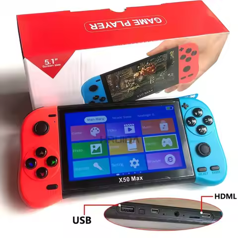 X50 Max 5.1 Inch Portable Retro Video Game Console 20000+ HD Classic Games Handheld Game Player PSP-