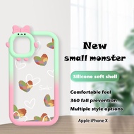 (Monster Case) For iPhone 12 11 Pro Max 12 Mini 12Pro 11Pro Heartst Monster Lens Phone Softcase Protective Cover Shockproof Silicone Casing