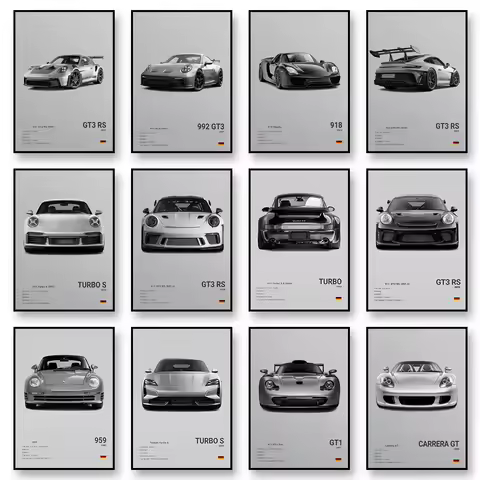 992 GT3 GT2 RS Sports Car Canvas Wall Art Print Poster Turbos GT4 RS 918 Decorative Painting Modern 