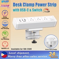 Desktop Power Strip Extension Cord With USB C Port 18W 1.85 Meter Extension Wire Surge Protector