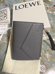 Loewe puzzle slim compact wallet in blue grey 大象灰Loewe短夾