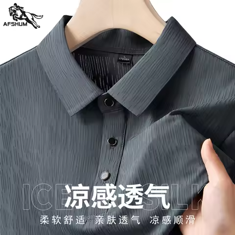 polo shirt men M-7XL 8XL 9XL Summer new High quality mens short-sleeved polo shirt Ice silk Men's bu