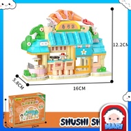 Wekki Chibi Maruko Chan Series House School Shop Educational  Display Deco Brick Decoration Building
