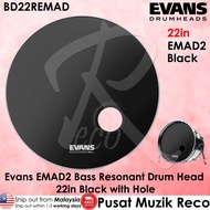 Evans BD22REMAD EMAD2 Clear Bass Resonant Drum Head WITH HOLE 22" Bass Drumhead / Drumskin / Drum Sk