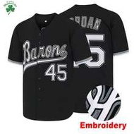 90s #45 Barons Classic Black Baseball Jersey, Embroidered Professional Sports Apparel