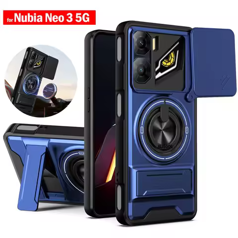 Funda for Nubia Neo 3 5G Case Rotatable Slide Camera Protection Ring Stand Shockproof Cover Capa Fun