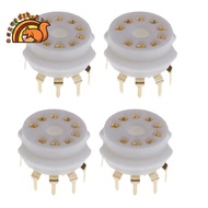 4PCS Ceramic 9 Pin Gold PCB Vacuum Tube Socket for 12AX7,12AT7,12AU7,ECC83,ECC82,E88CC, 6922 ,6p1