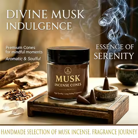 High-Quality White Musk Incense Cones - 17/51 Pieces in an Exquisite Jar, Emitting a Warm and Spirit