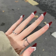 Red Red Pearl French Wearable Nails