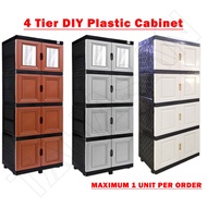 4 Tier DIY Plastic Cabinet Almari Baju Almari Plastik Serbaguna Storage Cabinet Cermin Eagle Twins Dolphins