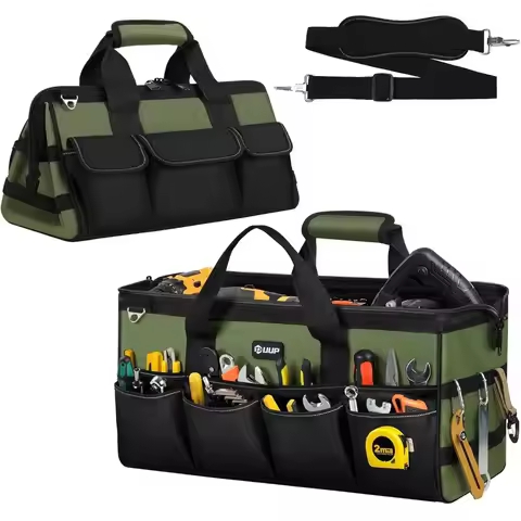 Heavy Duty Tool Bag 20-Inch, Extra Large 16-Pocket Portable Empty Tool Box Organizer Storage, Toolbo