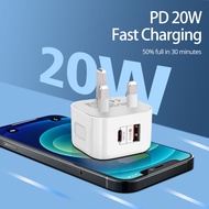 UK Plug Dual USB Charger 5V2A Universal Travel Charging Head British Standard PD20W+QC3.0 Travel Cha