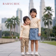 Budak Baju Lengan Panjang 0-7 Years Perempuan Girl Ruffle Shirt Long Sleeve Ribbed T-Shirt Top