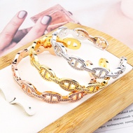 [Fashion Jewelry] Full Diamond Pig Nose Bracelet Ring Set