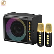 T203 Karaoke Machine With 2 Microphones TF Card U Disk Player Portable Speaker Studio Subwoofer For Outdoor Party Meeting