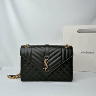 YSL Envelope深軍綠金鏈信封包