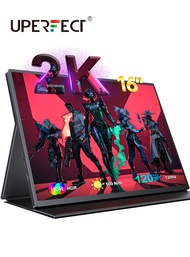 UPERFECT 2K 120HZ Portable Monitor    Matte Screen 16 inch IPS HDR FreeSync Eyecare  VESA  Computer Display 2560X1600 Included Smart Case