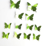 【SA wallpaper】 12pcs/set 3d Butterfly Mirror Wall Sticker Solid Color Sticker Decor Home Decoration (cooper.ph)