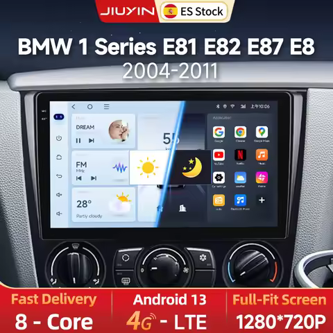 JIUYIN 9 inch 2 Din Android 13 Car Radio for BMW 1 Series E81 E82 E87 E88 AT MT Navigation GPS RDS D