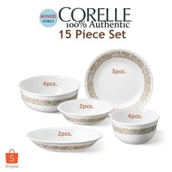 CORELLE Dinnerware 15 Piece Set (Woodland Brown)